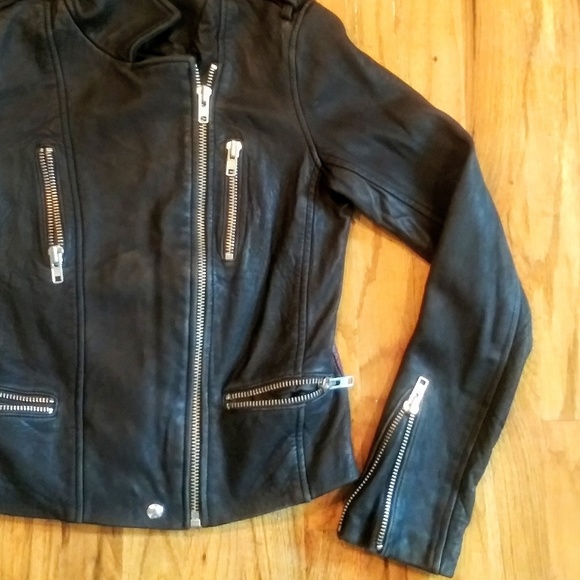 IRO BLACK LAMB LEATHER MOTORCYCLE CAFE JACKET SZ 0 - Picture 3 of 8